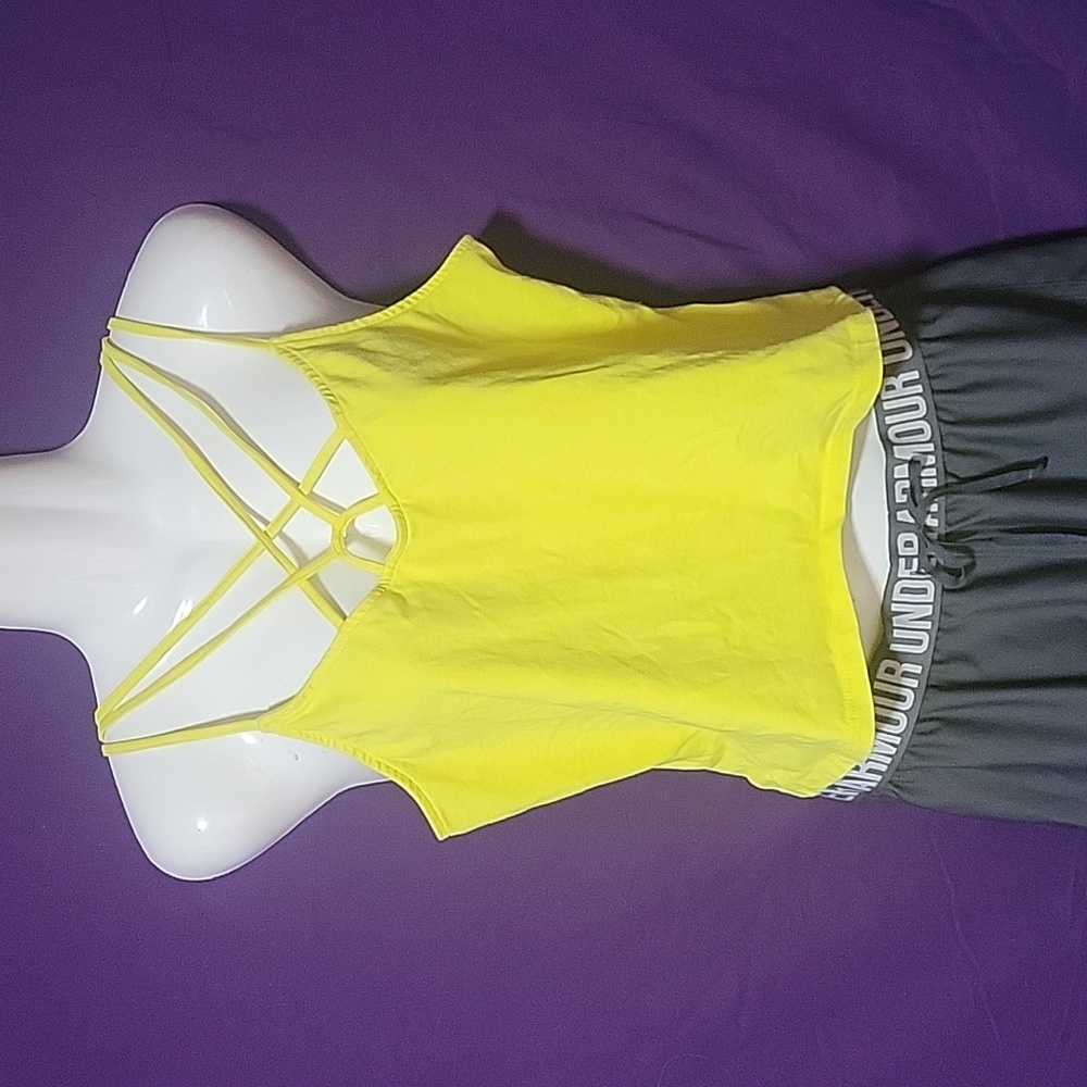 Neon Yellow Spaghetti strap cropped tank top